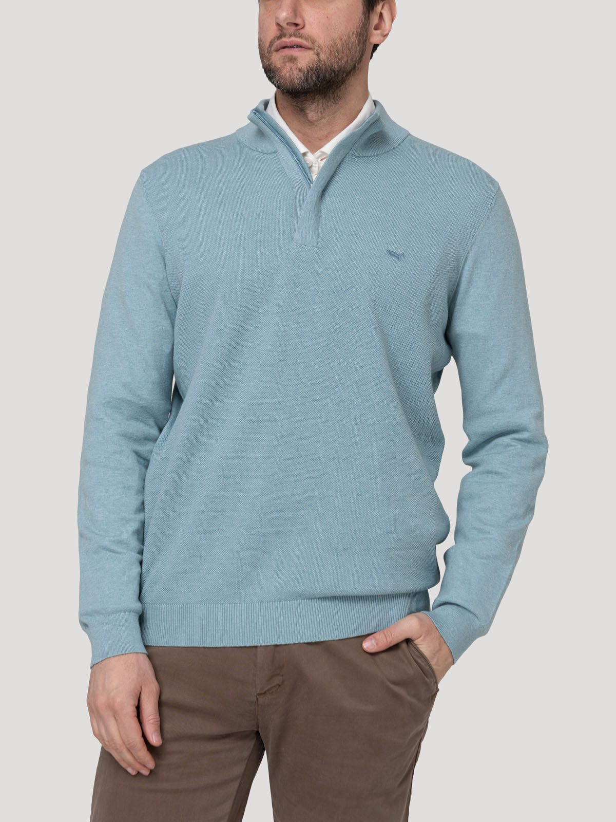 Sweater Algodón Orgánico Hombre Bilbao Celeste Rockford