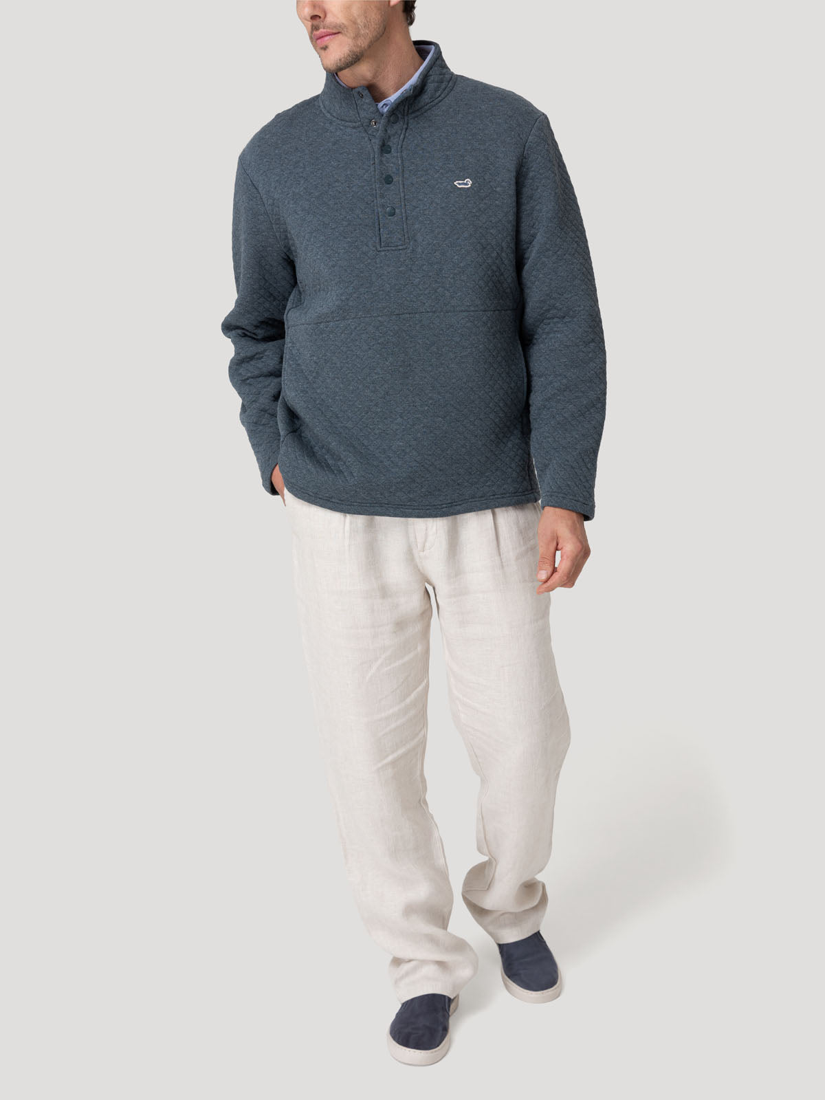 Polerón Algodón Orgánico Hombre Genova Azul Rockford