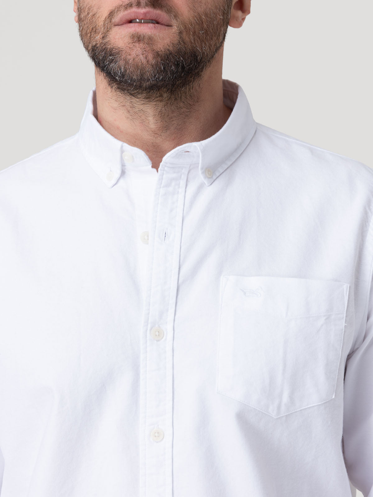 Camisa Algodón Hombre Oxford Blanco Rockford