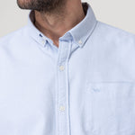 Camisa Algodón Hombre Oxford Celeste Rockford