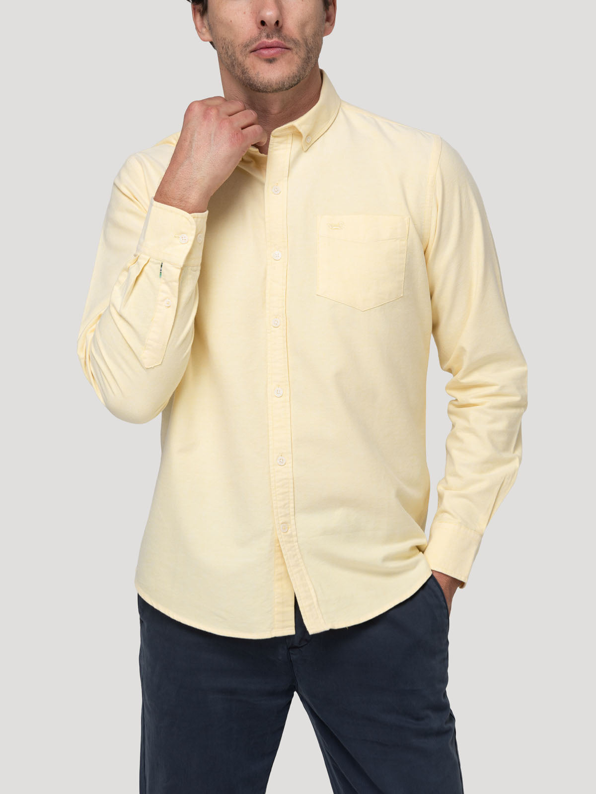 Camisa Algodón Hombre Oxford Amarillo Rockford