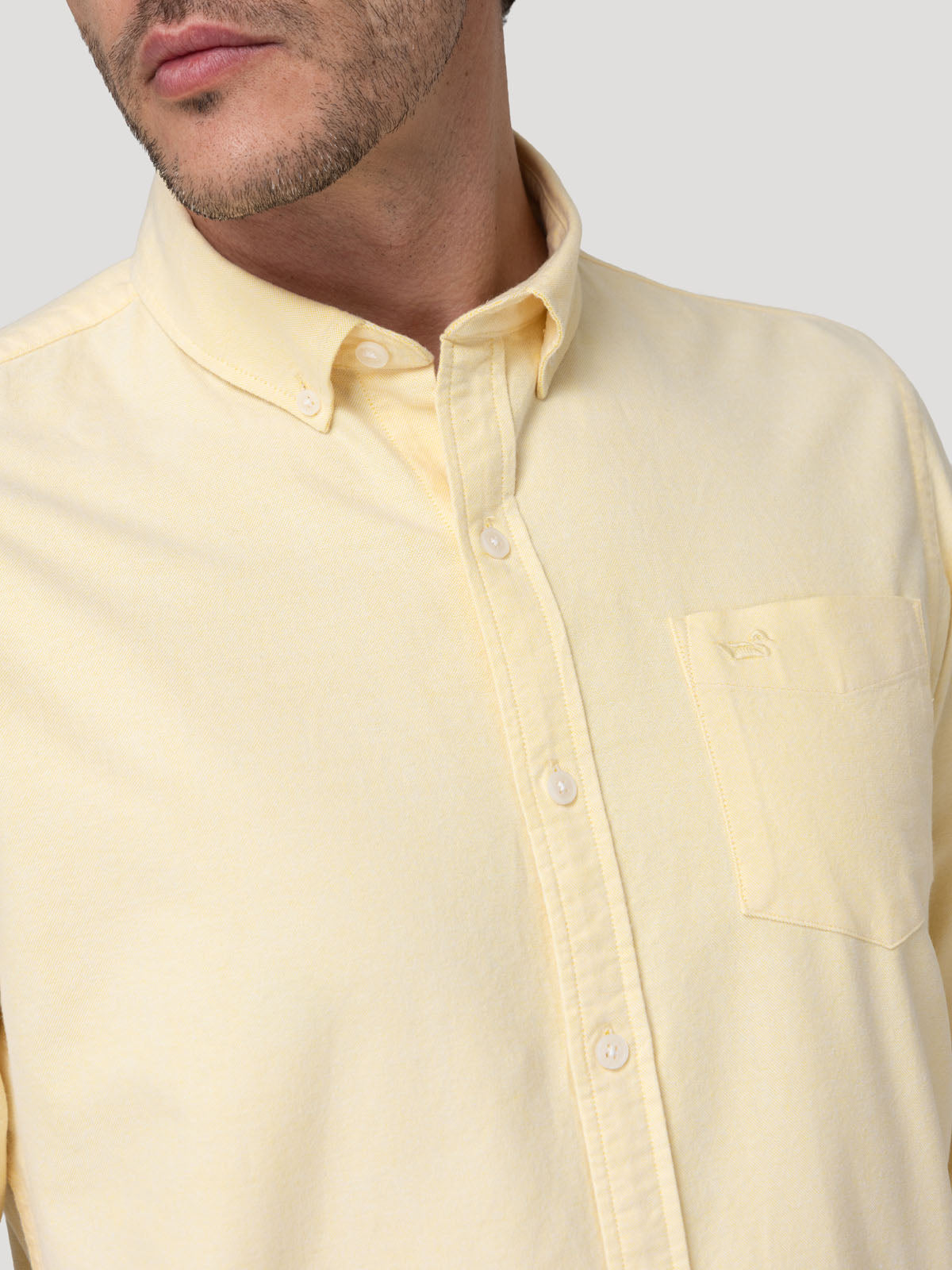 Camisa Algodón Hombre Oxford Amarillo Rockford