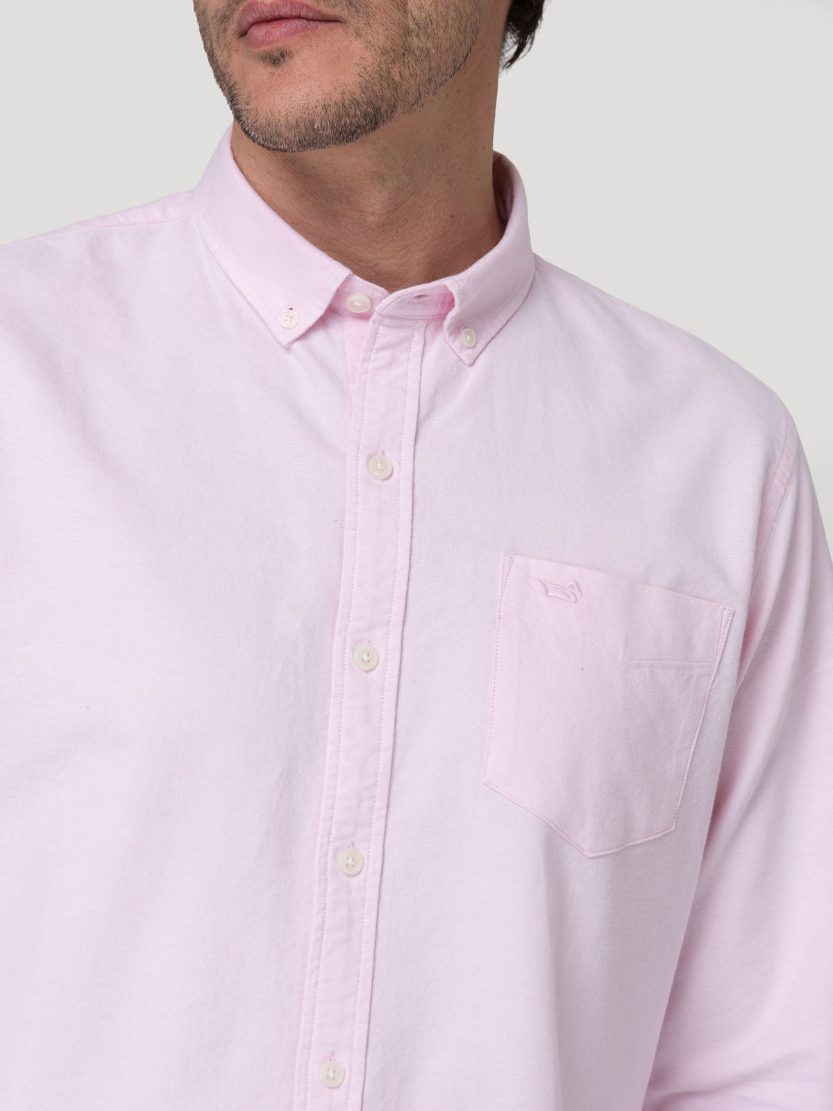 Camisa Algodón Hombre Oxford Rosado Rockford