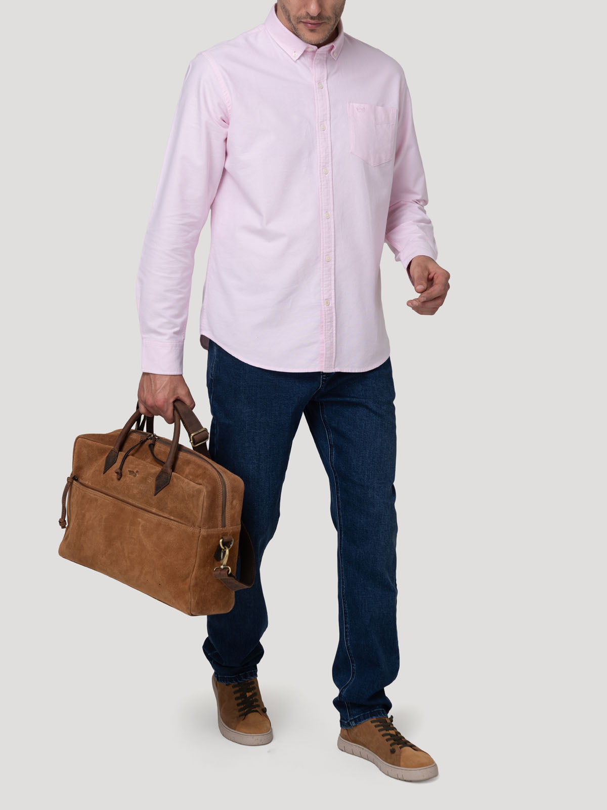 Camisa Algodón Hombre Oxford Rosado Rockford