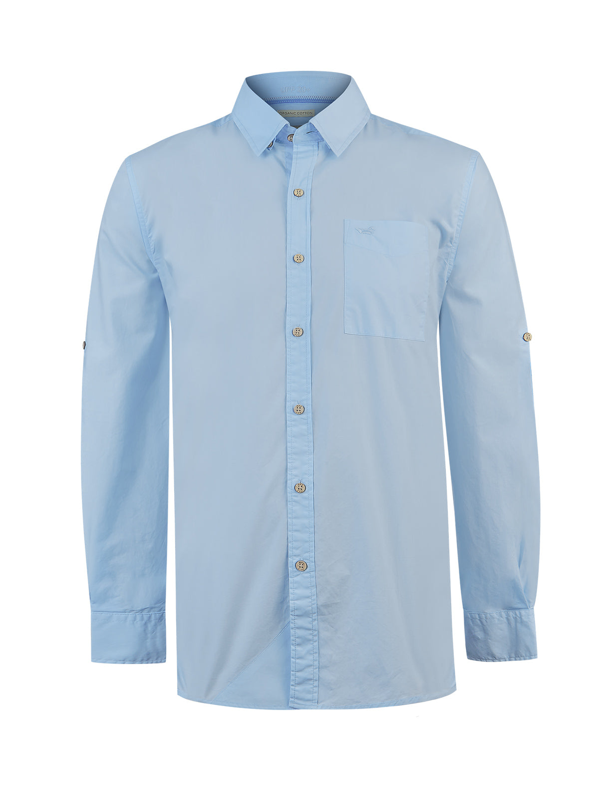 Camisa Algodón Orgánico Hombre Galiton Celeste Rockford