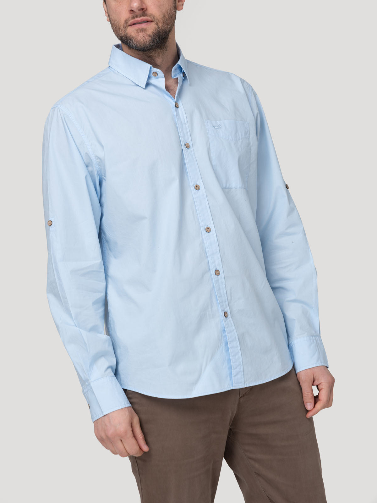 Camisa Algodón Orgánico Hombre Galiton Celeste Rockford
