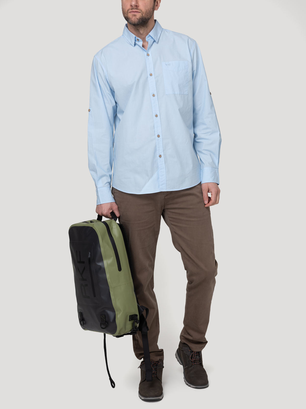 Camisa Algodón Orgánico Hombre Galiton Celeste Rockford