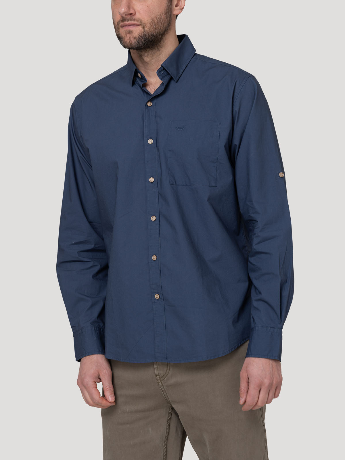 Camisa Algodón Orgánico Hombre Galiton Azul Rockford