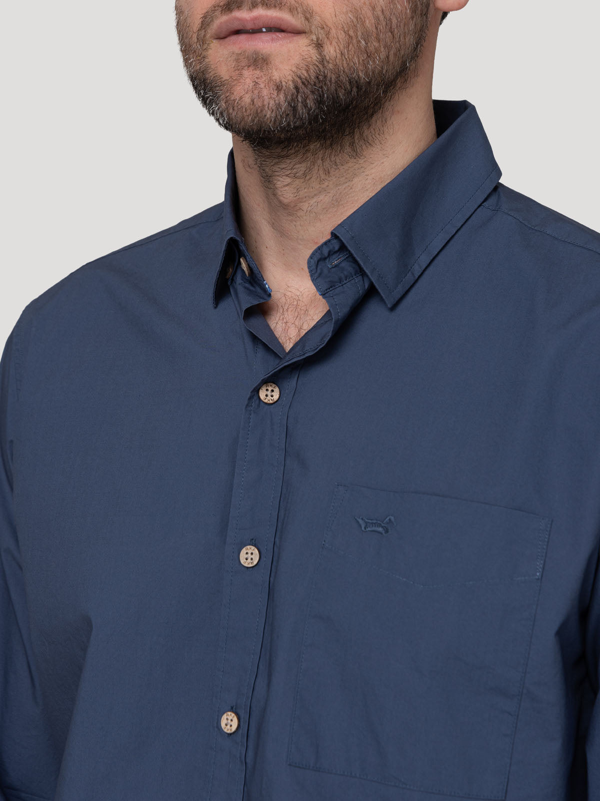 Camisa Algodón Orgánico Hombre Galiton Azul Rockford