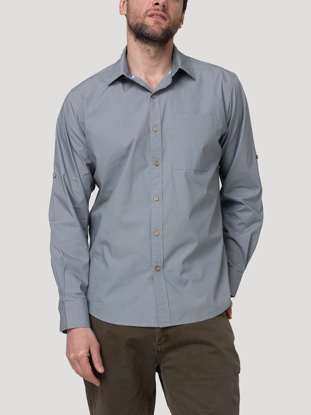 Camisa Algodón Orgánico Hombre Galiton Gris Rockford