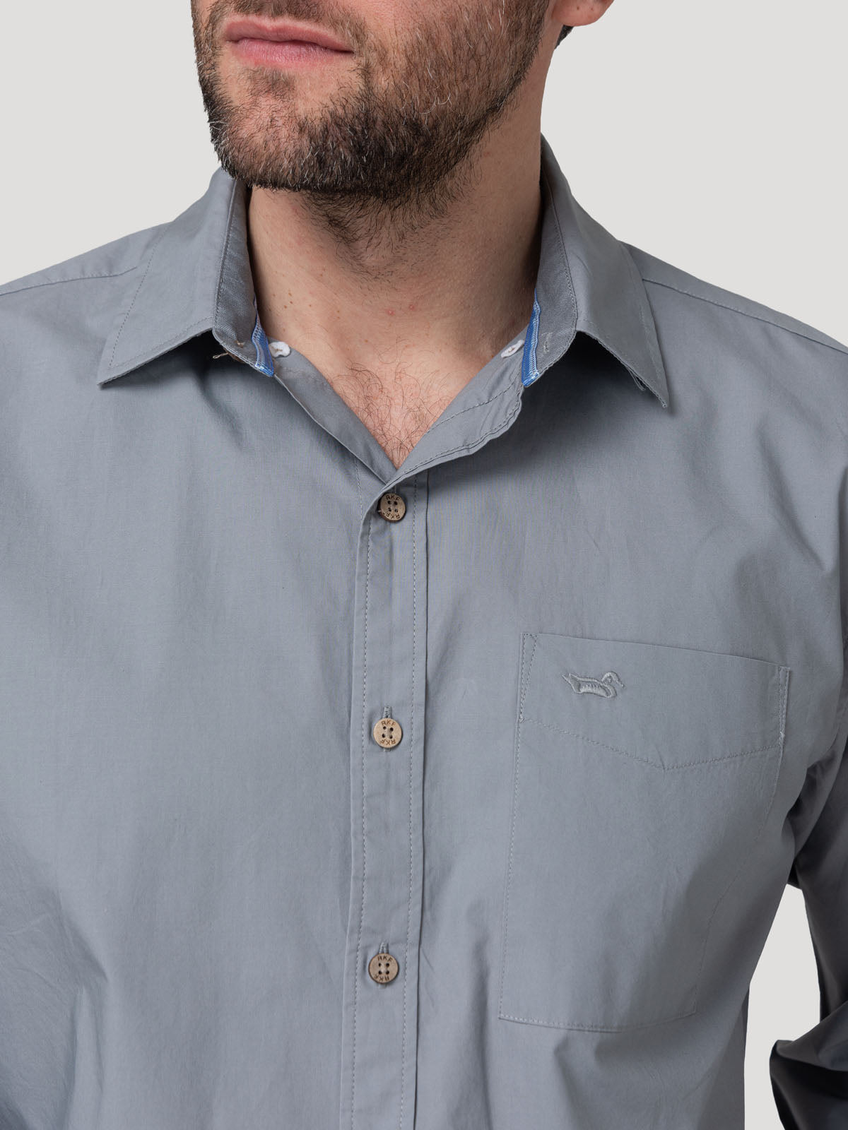 Camisa Algodón Orgánico Hombre Galiton Gris Rockford