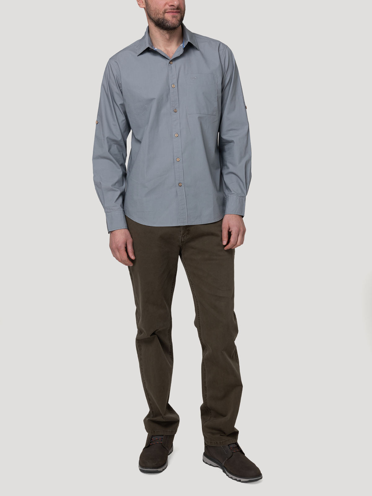 Camisa Algodón Orgánico Hombre Galiton Gris Rockford