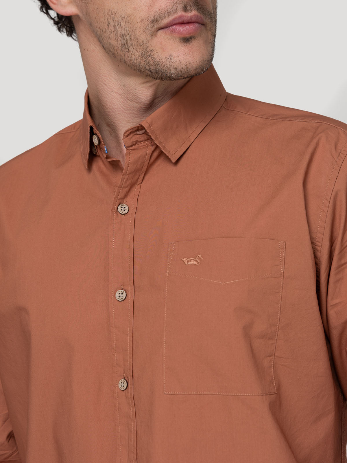 Camisa Algodón Orgánico Hombre Galiton Naranjo Rockford