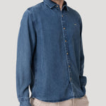 Camisa Tencel Hombre Tencel Azul Rockford