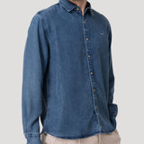 Camisa Tencel Hombre Tencel Azul Rockford
