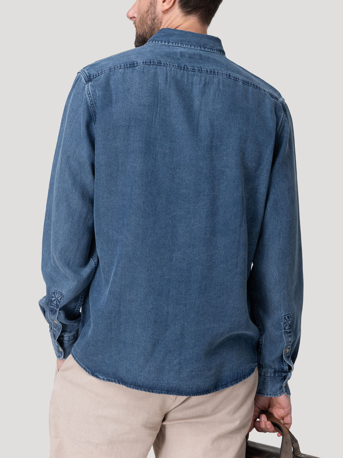 Camisa Tencel Hombre Tencel Azul Rockford