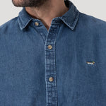 Camisa Tencel Hombre Tencel Azul Rockford