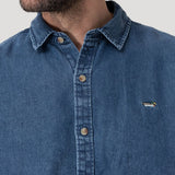 Camisa Tencel Hombre Tencel Azul Rockford