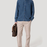Camisa Tencel Hombre Tencel Azul Rockford