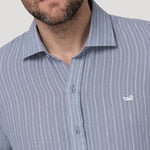Camisa Lino Orgánico Hombre Linenmist Gris Rockford