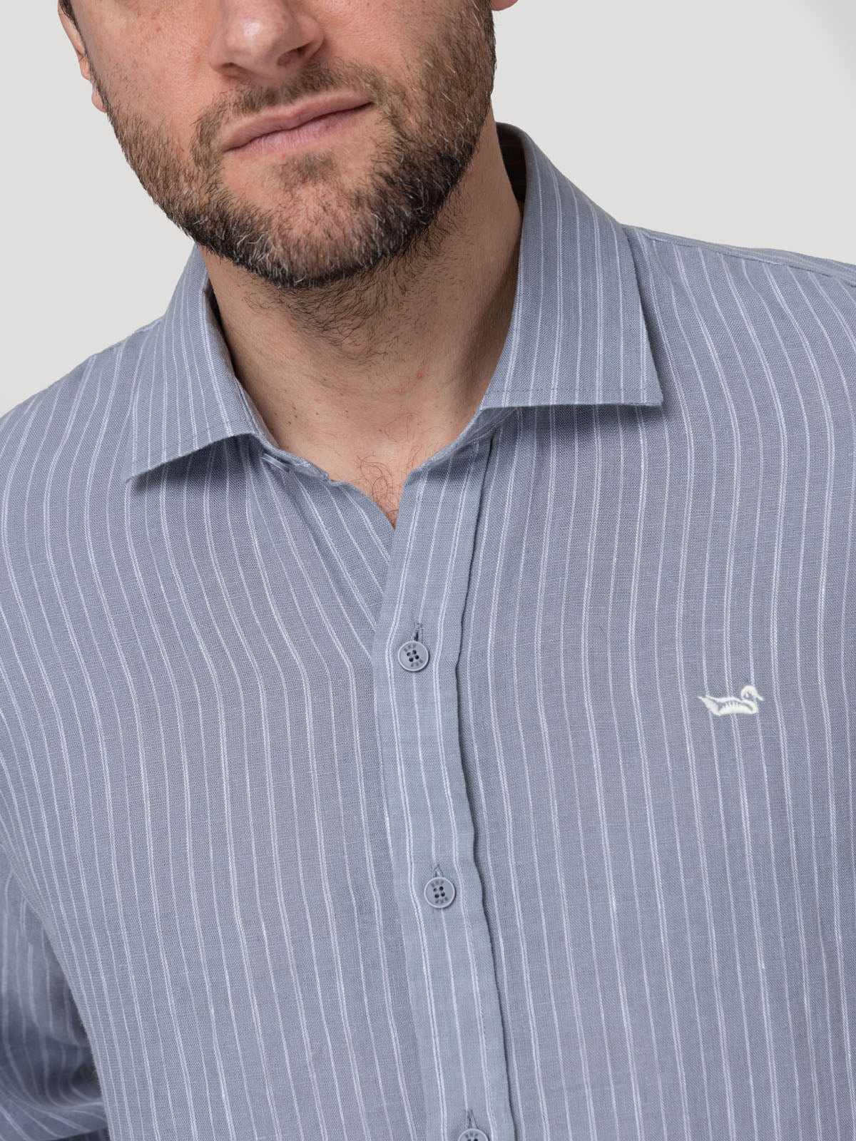 Camisa Lino Orgánico Hombre Linenmist Gris Rockford