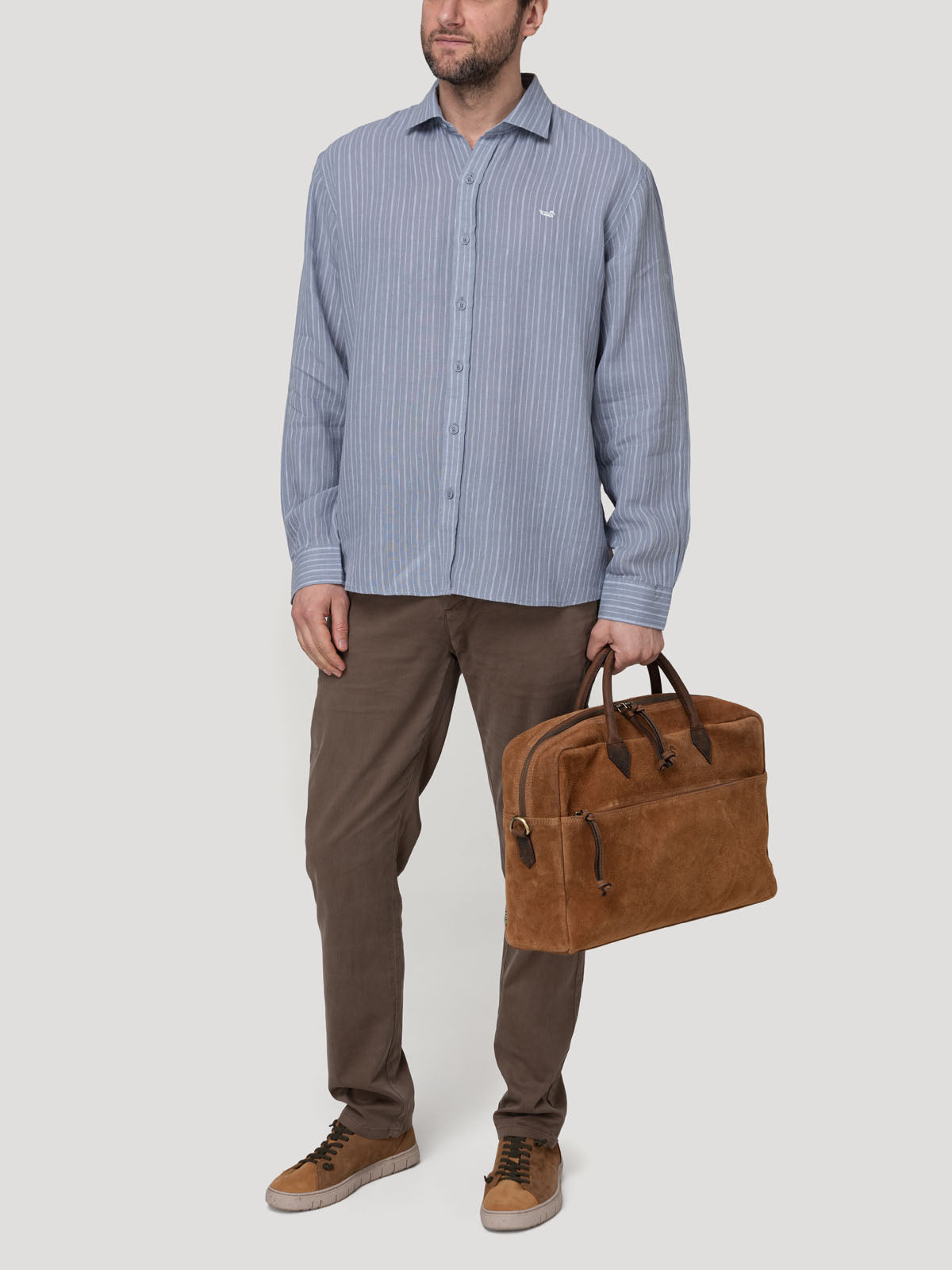 Camisa Lino Orgánico Hombre Linenmist Gris Rockford