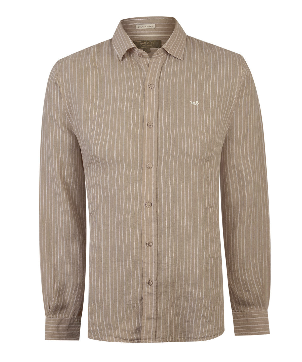 Camisa Lino Orgánico Hombre Linenmist Café Rockford