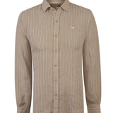 Camisa Lino Orgánico Hombre Linenmist Café Rockford