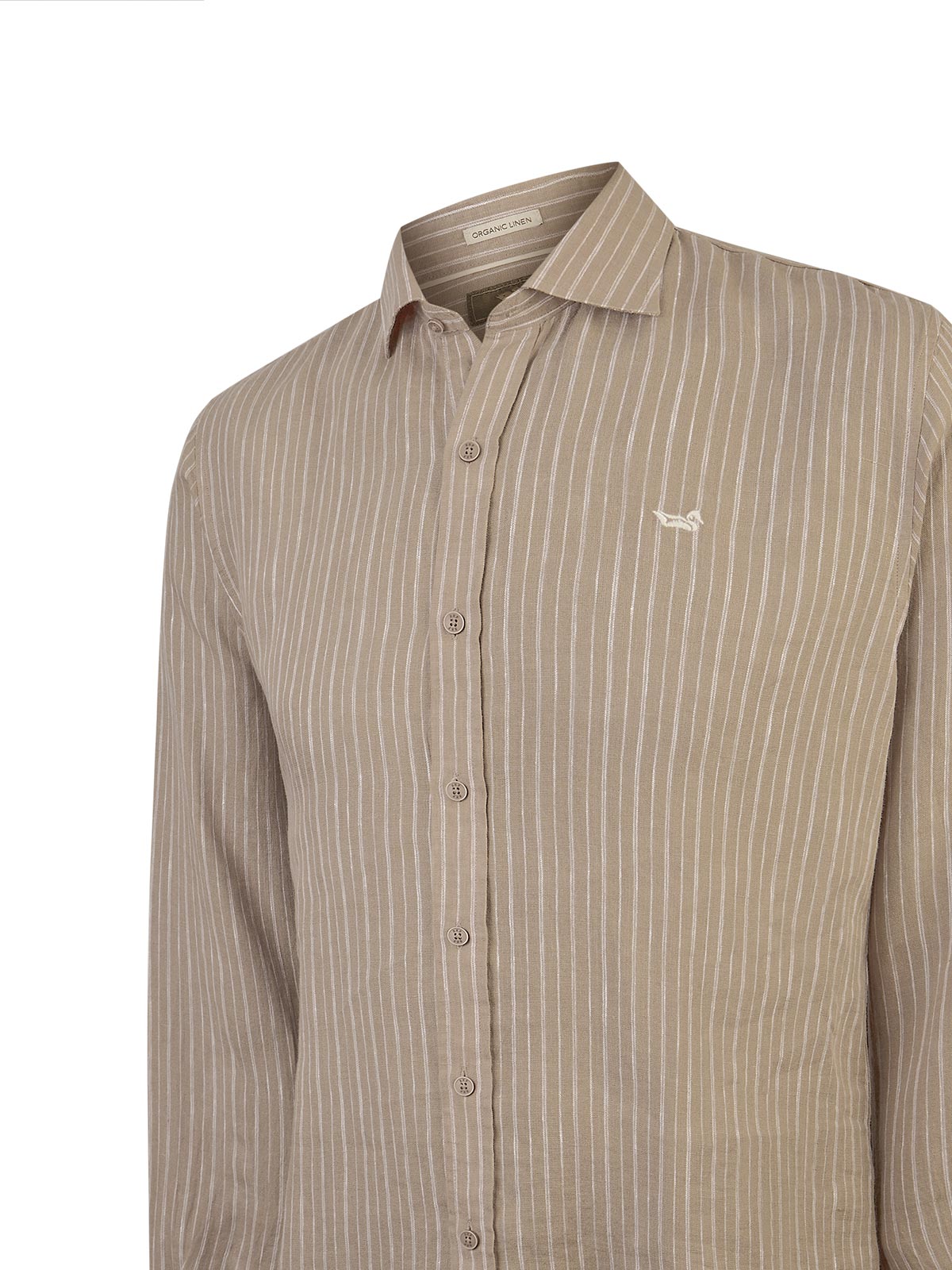 Camisa Lino Orgánico Hombre Linenmist Café Rockford