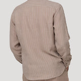 Camisa Lino Orgánico Hombre Linenmist Café Rockford