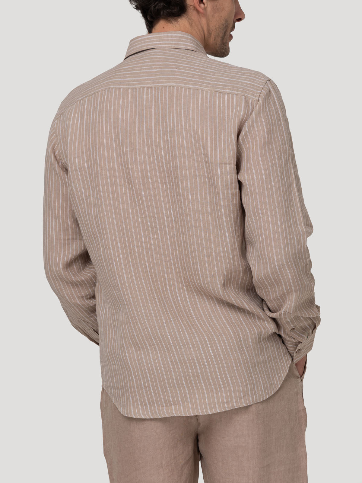Camisa Lino Orgánico Hombre Linenmist Café Rockford
