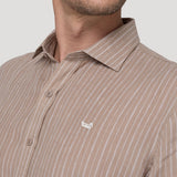 Camisa Lino Orgánico Hombre Linenmist Café Rockford