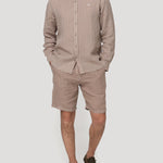 Camisa Lino Orgánico Hombre Linenmist Café Rockford