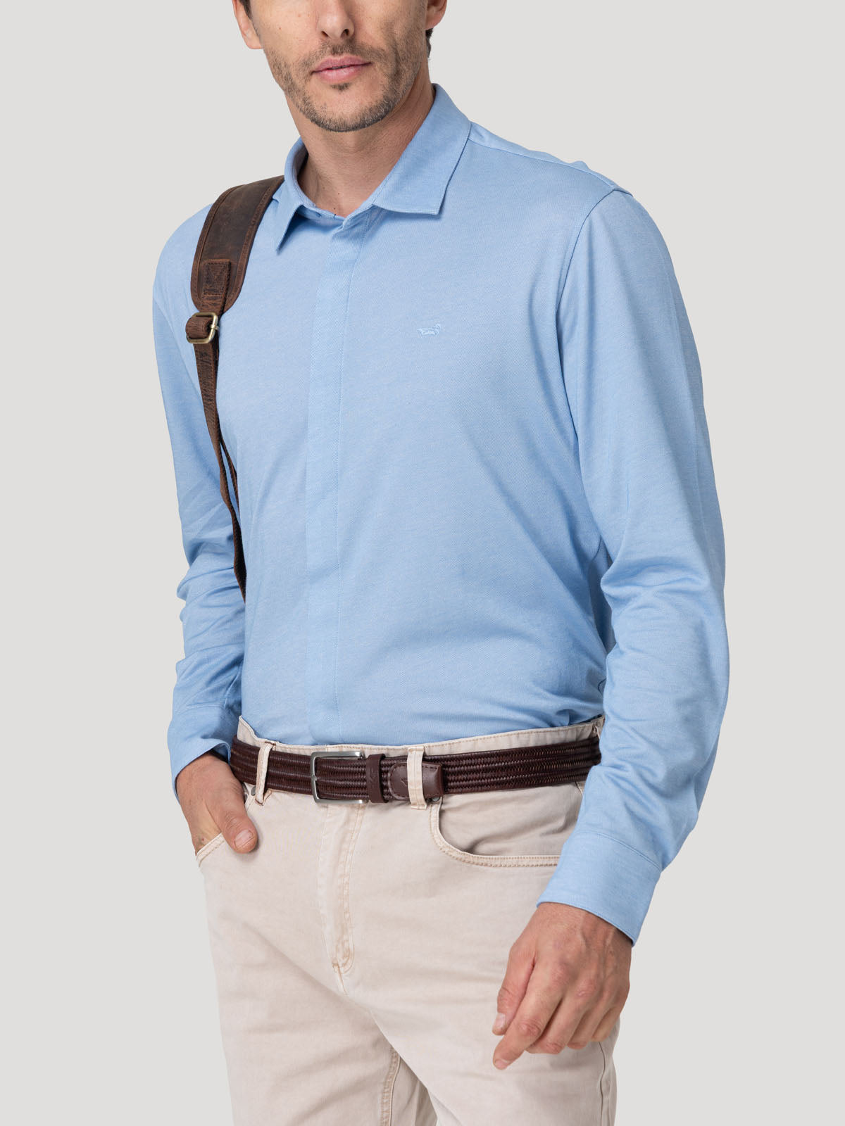 Camisa Algodón Pima Hombre Horizon Celeste Rockford