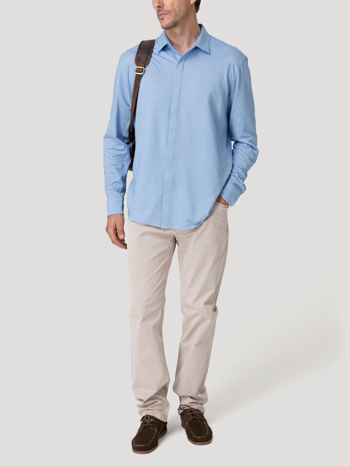 Camisa Algodón Pima Hombre Horizon Celeste Rockford