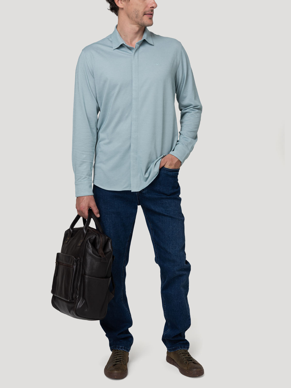 Camisa Algodón Pima Hombre Horizon Verde Rockford