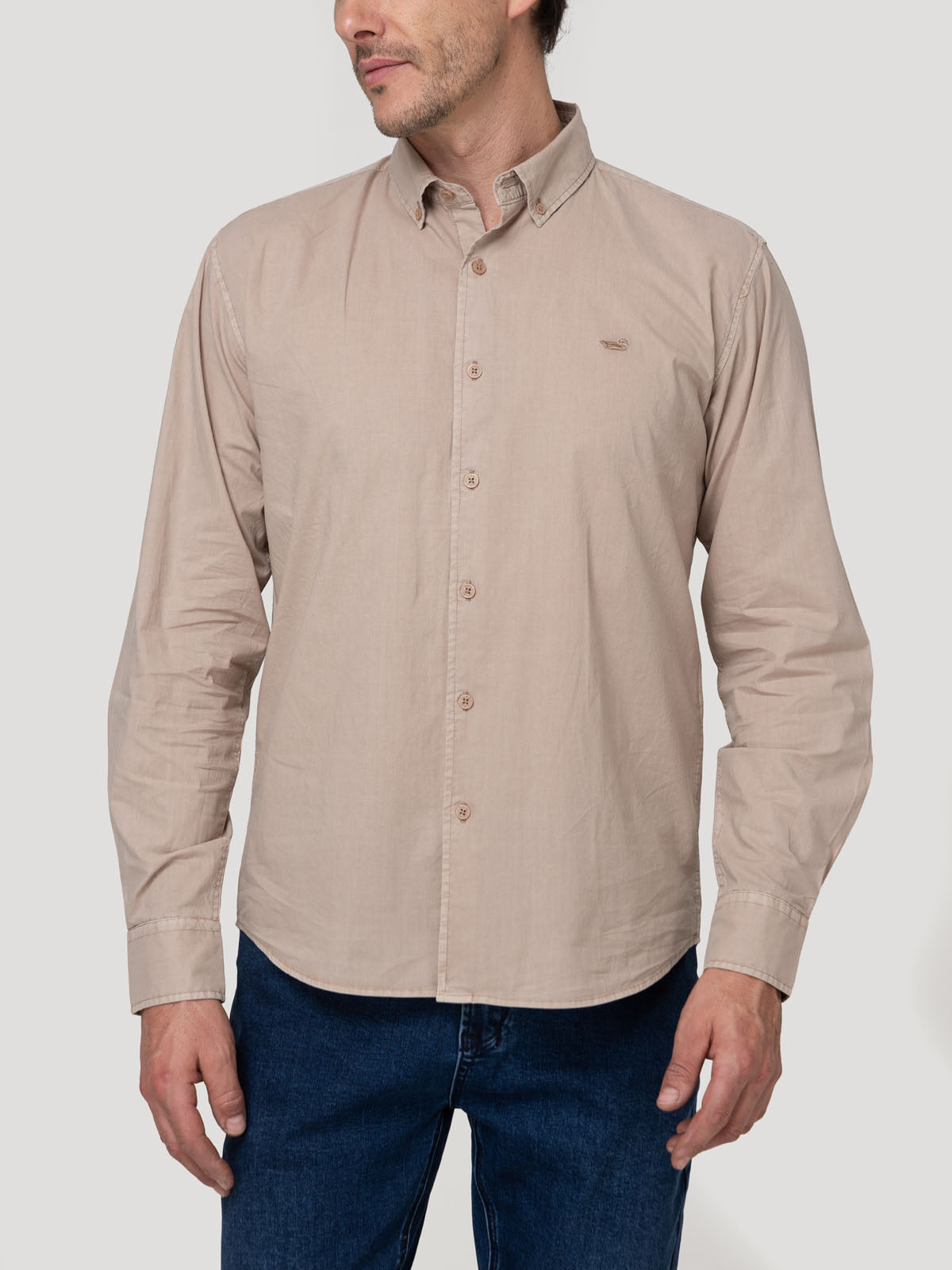 Camisa Algodón Orgánico Hombre Soft Café Rockford