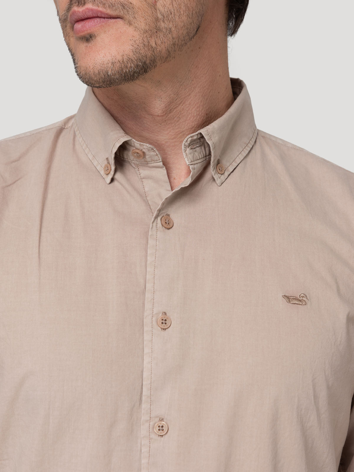 Camisa Algodón Orgánico Hombre Soft Café Rockford