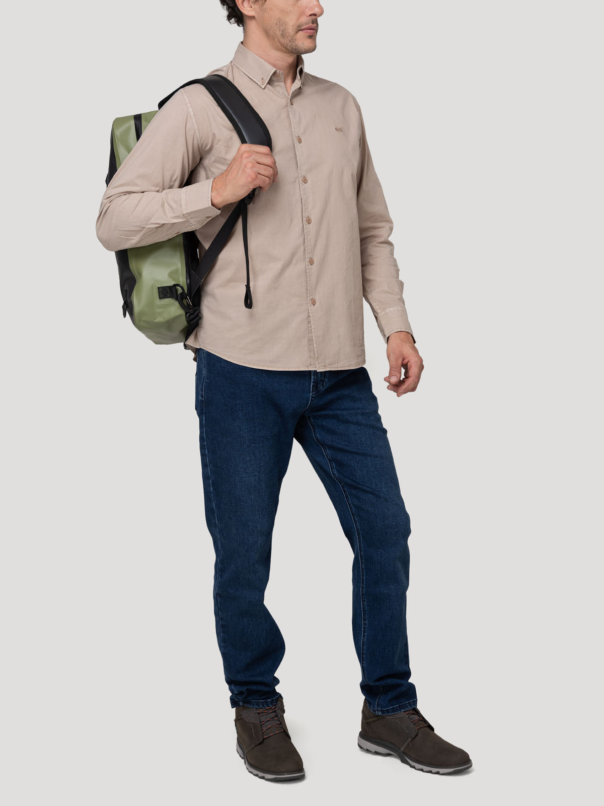 Camisa Algodón Orgánico Hombre Soft Café Rockford