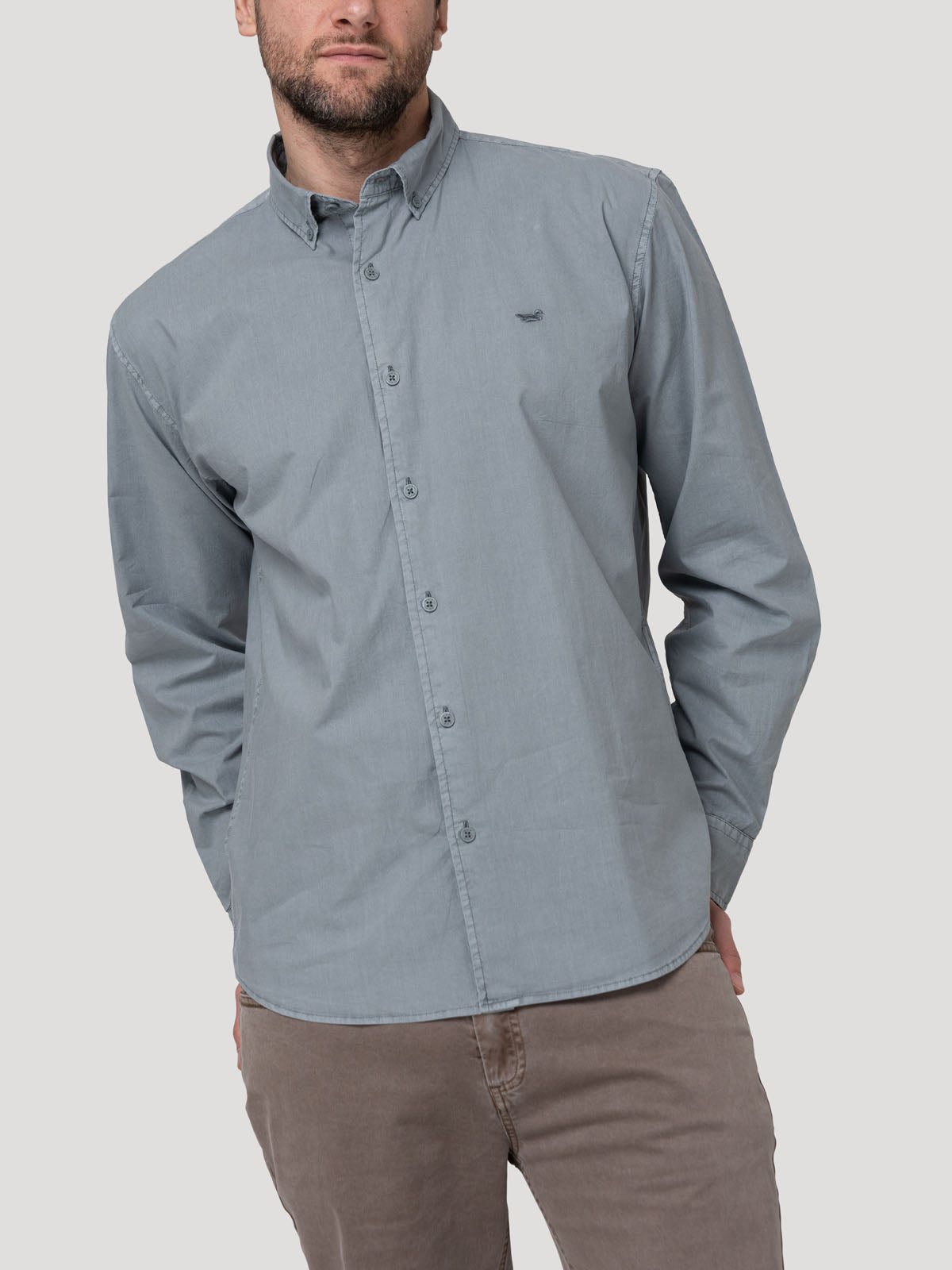 Camisa Algodón Orgánico Hombre Soft Gris Rockford