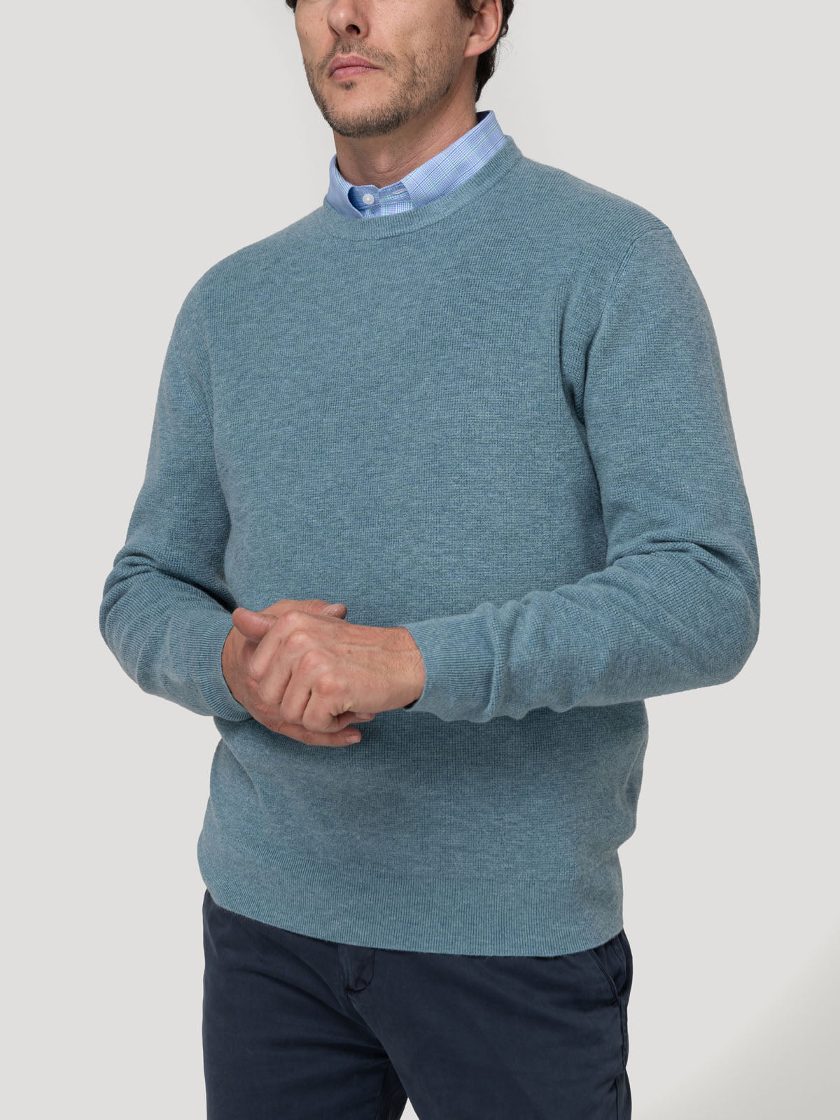 Sweater Fibras Recicladas Hombre Angri Celeste Rockford