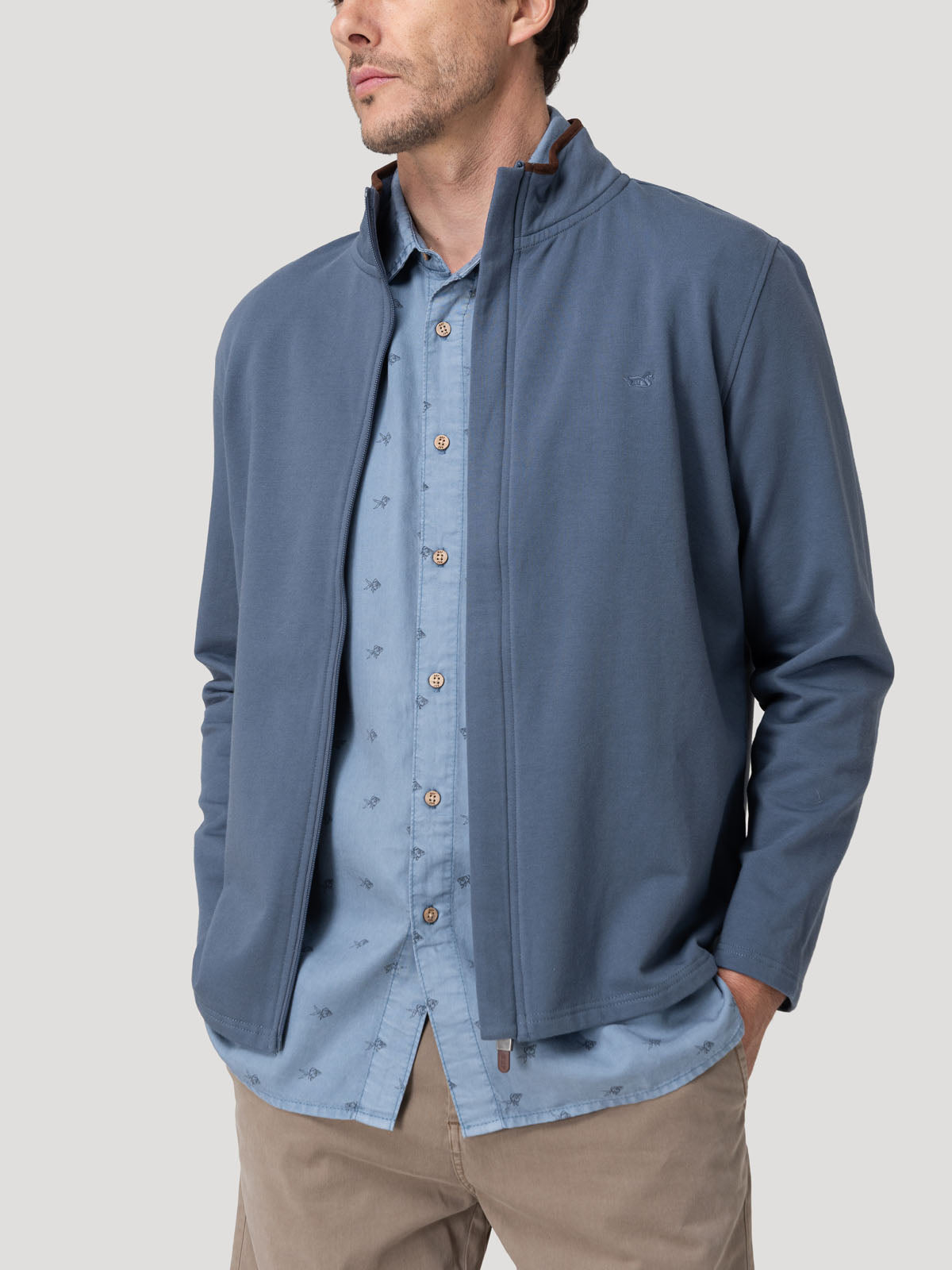 Polerón Algodón Orgánico Hombre Rimini Azul Rockford