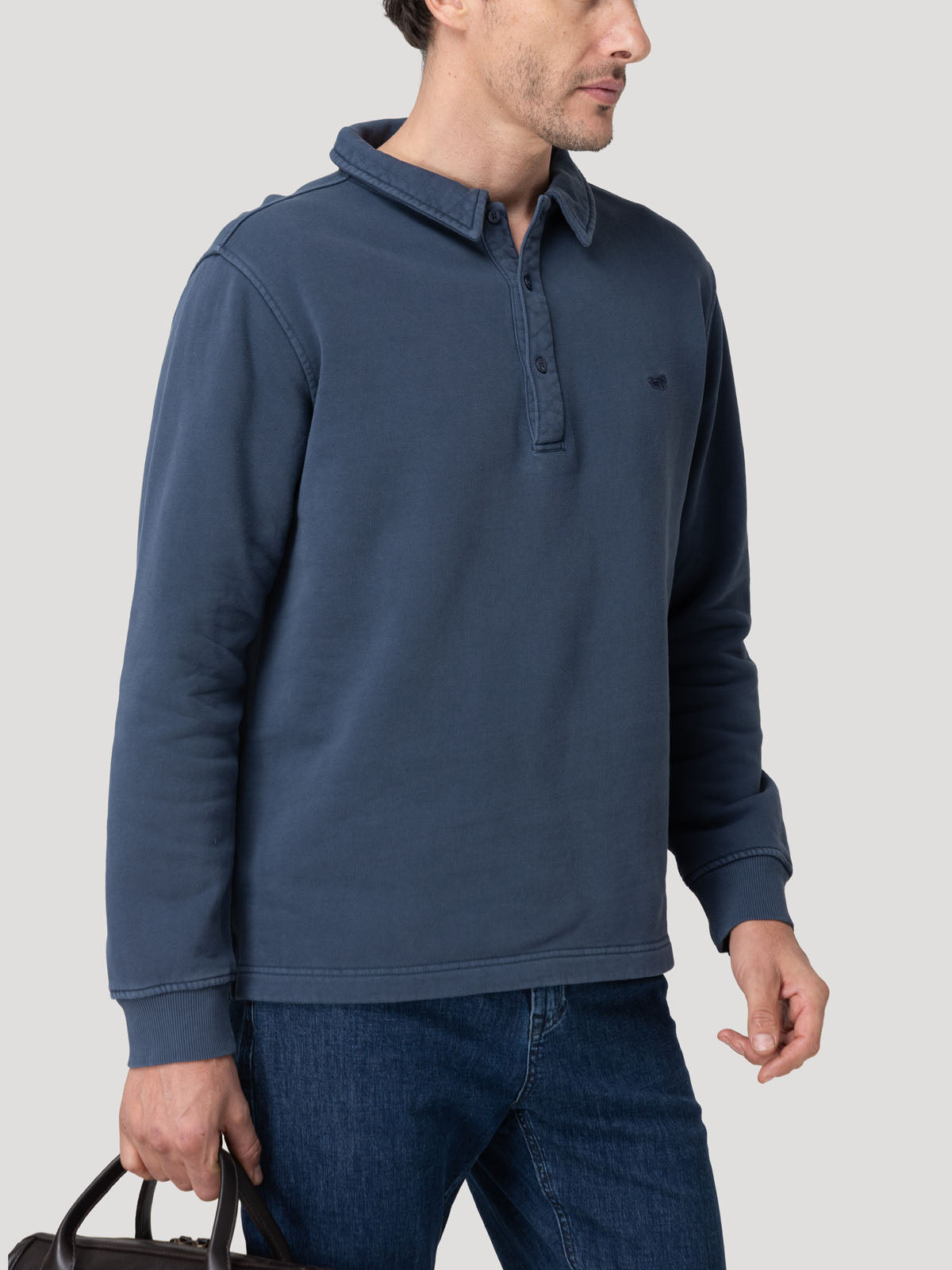 Polerón Algodón Orgánico Hombre Route Azul Rockford