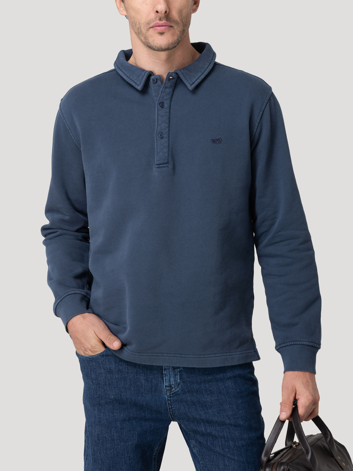 Polerón Algodón Orgánico Hombre Route Azul Rockford
