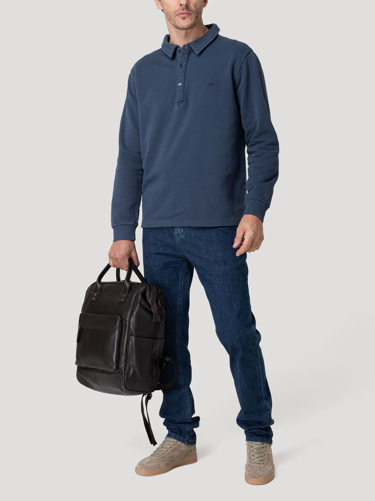 Polerón Algodón Orgánico Hombre Route Azul Rockford