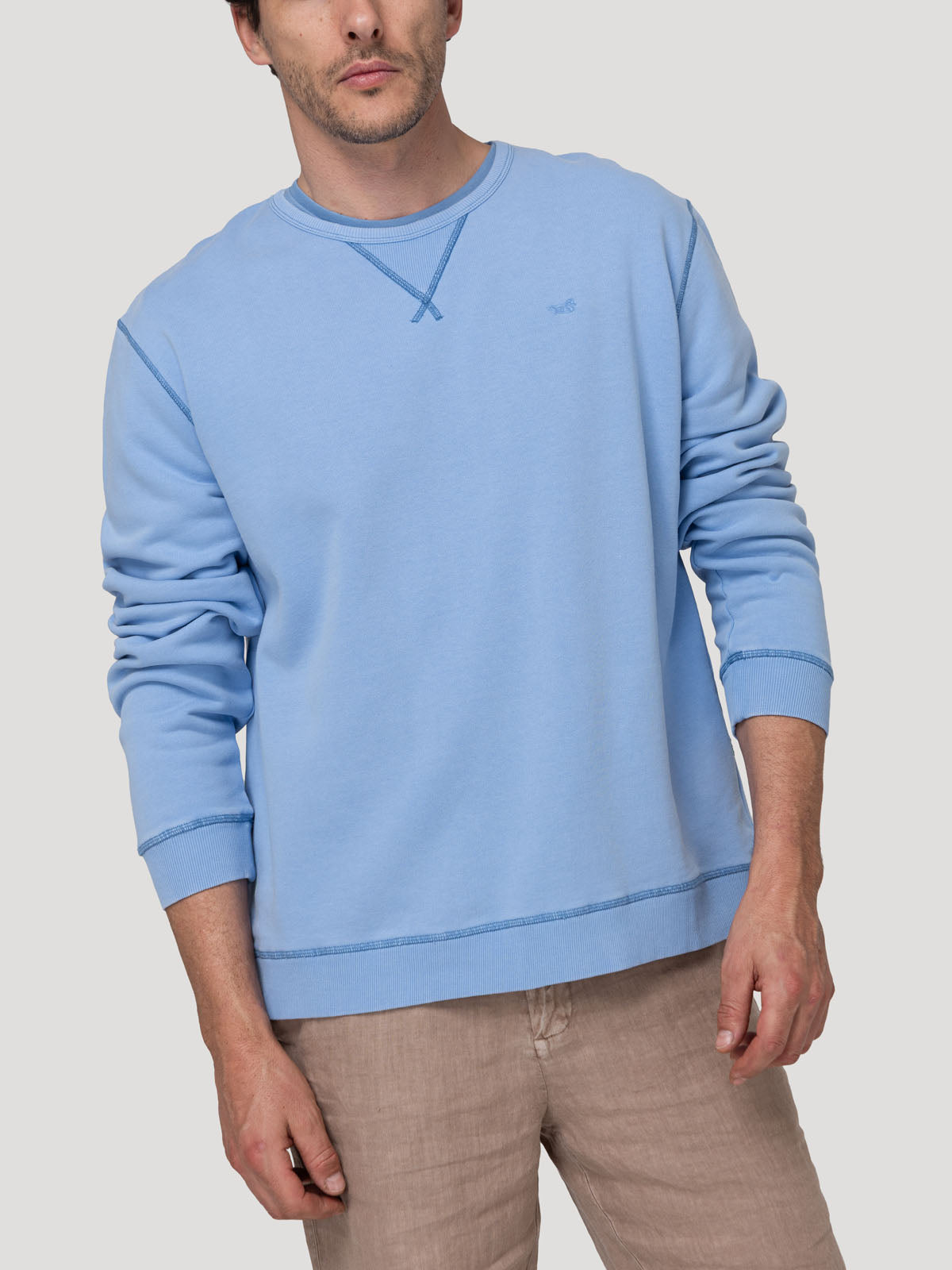Polerón Algodón Orgánico Hombre Frateli Celeste Rockford