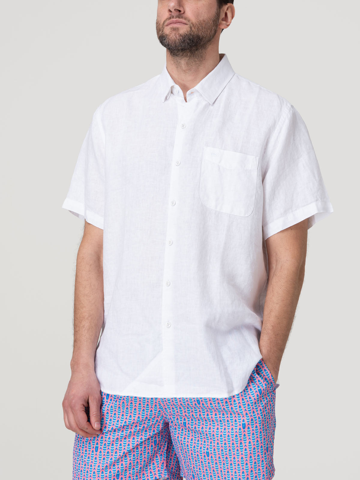 Camisa Lino Orgánico Hombre Linenshort Blanco Rockford