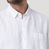 Camisa Lino Orgánico Hombre Linenshort Blanco Rockford