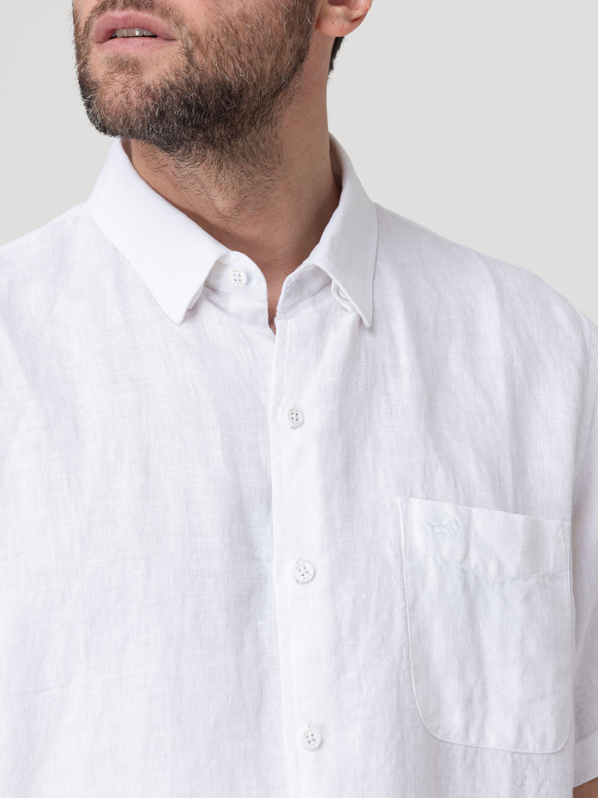 Camisa Lino Orgánico Hombre Linenshort Blanco Rockford