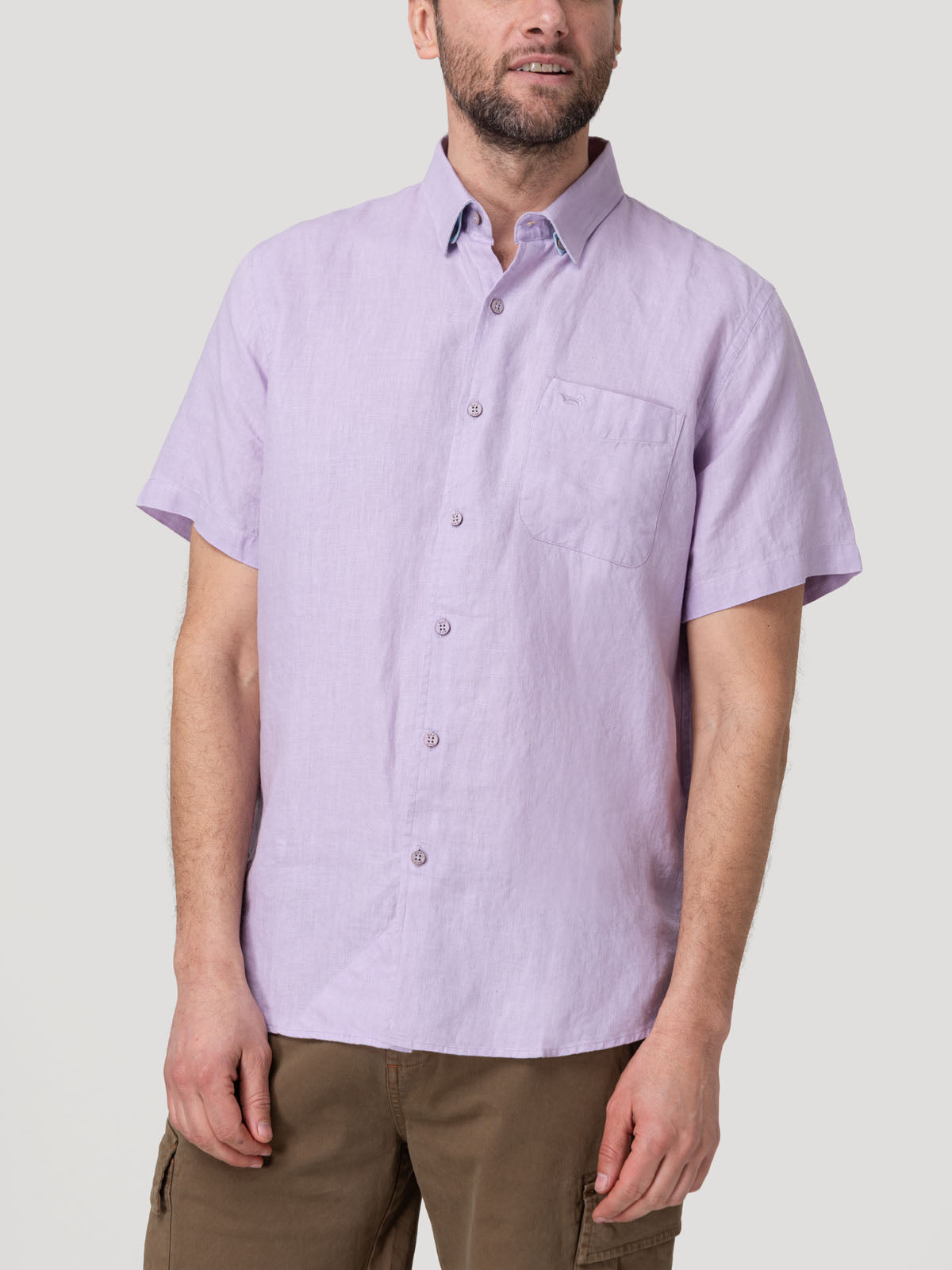 Camisa Lino Orgánico Hombre Linenshort Rosado Rockford